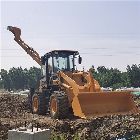 两头忙挖掘装载机工程小型轮式挖掘铲车农用两用多功能挖掘装载机